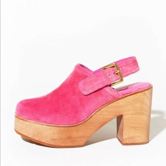 Charlotte Stone Shoes - NIB CHARLOTTE STONE 13 Bonnie Platform Clogs Slingback Suede in Fandango Pink